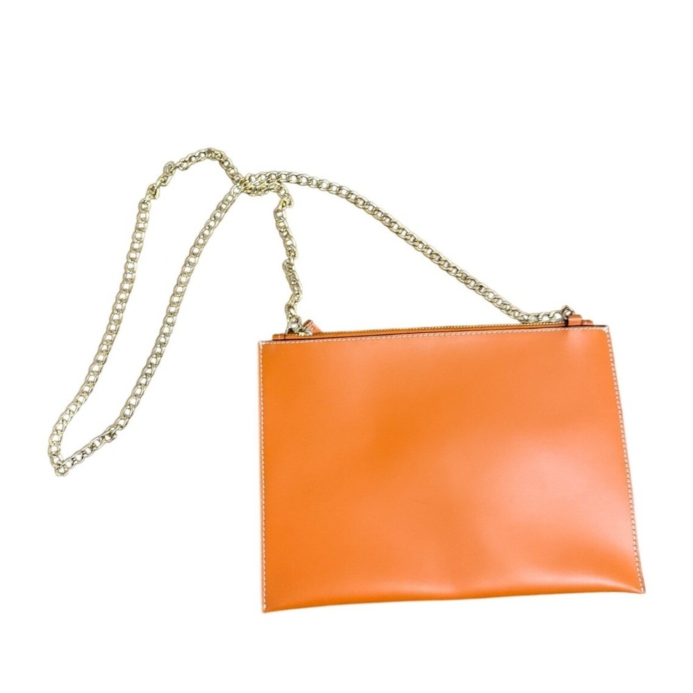 Alberta Di Canio‎ Orange Leather Crossbody Bag Gold Chain Made in Italy
